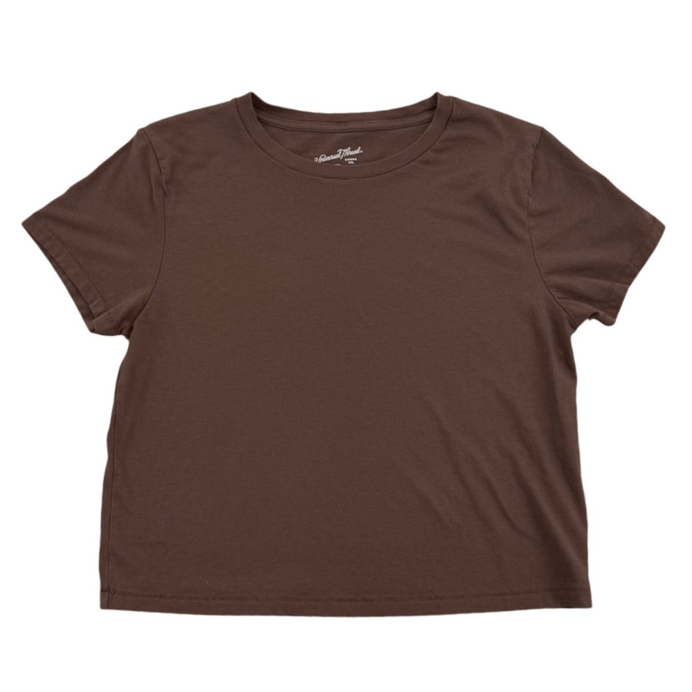 Universal Thread T-Shirt Women M Brown Short Sleeve Cotton Crew Neck Basic Top